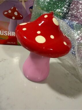 NWT Polka Dot Mushroom Candle - Pink Stem, Red Cap